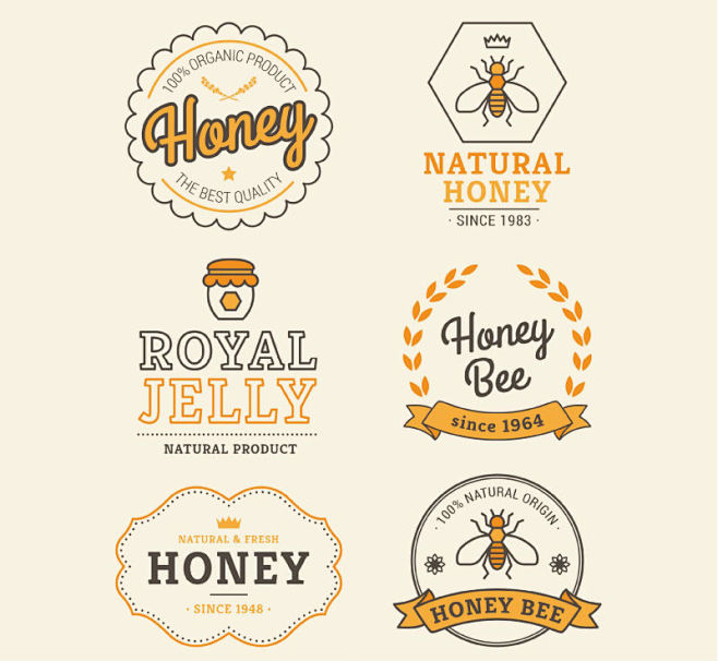 6款创意蜂蜜标签矢量素材