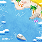 创意海边沙滩消息风景度假插图插画海报PSD素材_商务插画_素材下载-乐分享素材网