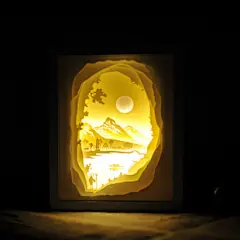 成品光影纸雕灯一个盒子卧室床头温馨装饰个性时尚礼物台灯小夜灯