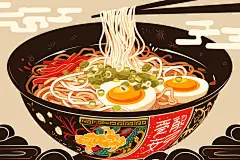 传统米粉创意美食插画