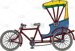 黄包车,亚洲,黄色,红色,踏板,自行车,矢量,东方人,运输