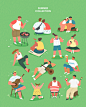 韩国清新夏天海边沙滩暑假集市草地电商促销矢量插画海报设计素材-淘宝网