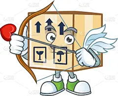 纸板,丘比特,商品,盒子,褐色,空白的,可爱的,巨大的,包装,挨着