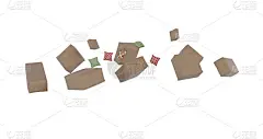现代模块化家具。客厅里轻盈的沙发飞舞着。3D渲染在白色背景孤立