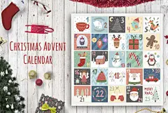 可爱卡通冬季圣诞节日历吊牌贺卡背景图案矢量设计素材ai291-淘宝网