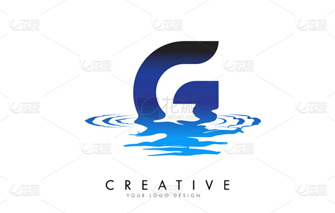 g letter logo design with water effect and deep