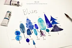 整理颜料盒顺便重新涂张色卡~-李淡淡_插画,水彩,手绘_涂鸦王国插画