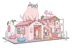 粉蓝樱花主题猫窝快闪店！少女心宠物展台！ - 小红书