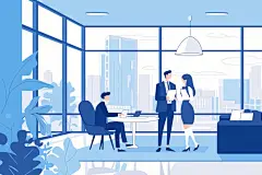 扁平风商务办公插画绘画