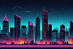 霓虹城市元素未来插画
