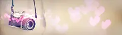 数码相机和心形花纹淘宝店招背景