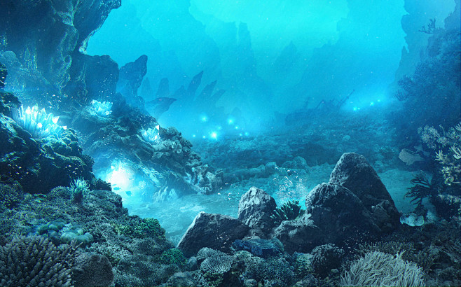 海底世界 珊瑚 矿石 樵石 梦幻唯美