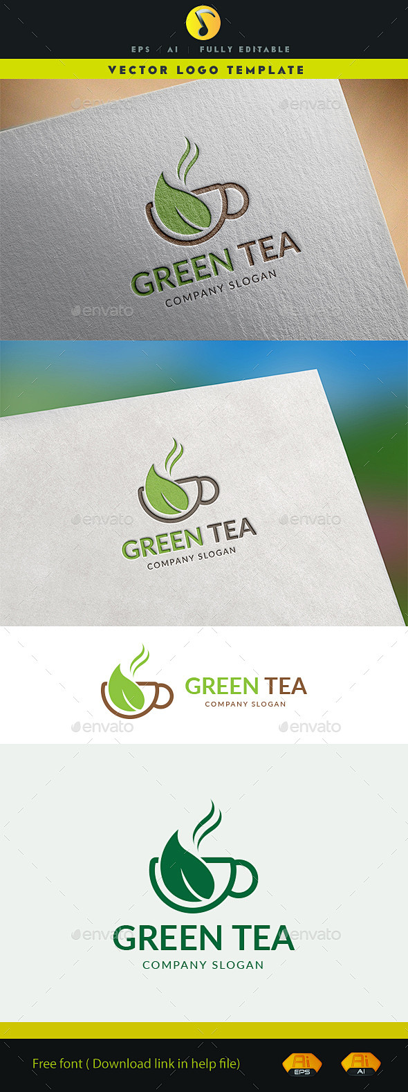 绿茶的标志——食品标志模板Green T...
