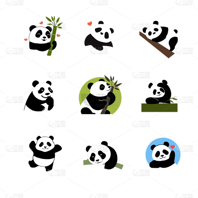 动物系列熊猫图标贴纸