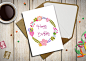 Card Happy Birthday A6 with flowers printed on by aCupOfCreativity