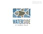 Waterside水边logo设计采用石头纹理的鱼图片