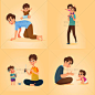 父亲节插画矢量AI设计素材亲子儿童节卡通元素UI图片海报广告H5-淘宝网