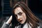 People 1800x1200 women face portrait red lipstick freckles depth of field