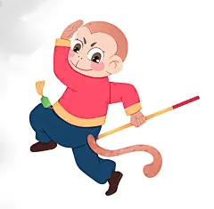 创意可爱卡通手绘申猴十二生肖动物元素插画
