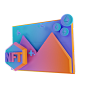 NFT 照片和以太坊硬币 3D 插图