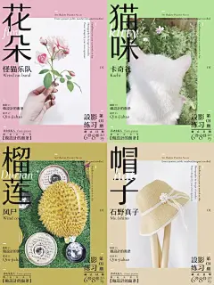 面条点评：这位面粉做了4幅海报，每一副的排版构图都是一样的，只是替换了文字，如果单看一张海报的话，其实只能说是还行，但是当我把这四幅都放在一起的时候，莫名觉得还是蛮整体耐看的，海报完成度比较高，很日系