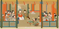 纸鸢5437采集到中式插画手绘