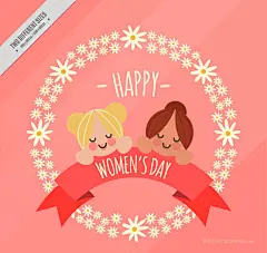 可爱女子头像妇女节贺卡矢量素材
