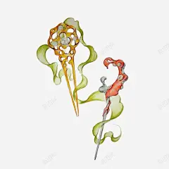 手绘大珠小珠落玉盘发簪 免抠png 设计图片 免费下载 页面网页 平面电商 创意素材