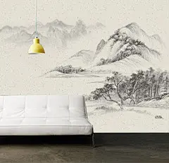 格物印画 新中式国画 写意山水 电视背景墙 沙发背景墙 壁纸壁画