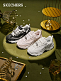 Skechers老爹鞋女春秋十周年斯凯奇钻石熊猫鞋女潮ins百搭运动鞋