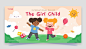 Flat national girl child day horizontal banner template