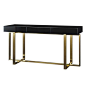 LOOOOVE this NEW, 2016 Introduction CONSOLE TABLE from Trump Home by Dorya Furniture! It would be a stellar addition a guest bedroom with a TV on the wall and a pair of slim-line lamps with black shade!!!!!!!: