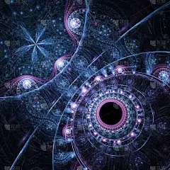 抽象的发条分形水、 平面创意设计的数字作品