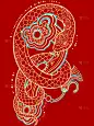 蛇年春节金线插画蛇纹理背景