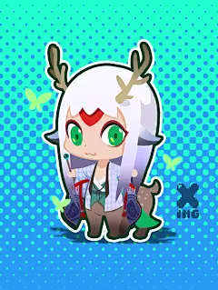 阴阳师-小鹿男-Sing吧唧_Q版,平涂,阴阳师手游,头像,小鹿男_涂鸦王国插画
