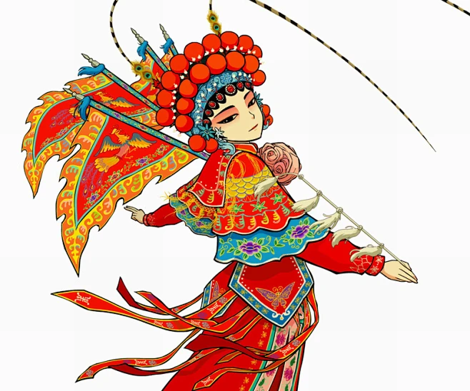 太公小望 的插画 京剧武旦-花瓣网