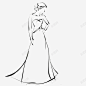 手绘穿着优雅礼服的美女简笔画图标 页面网页 平面电商 创意素材