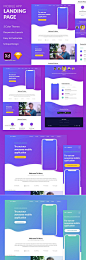 一个独特的登陆页面模板，用于展示移动应用程序。，Wavy Mobile App登陆页面_UI集合_乐分享素材网_psd素材_平面素材_png素材_免费素材_素材共享平台
