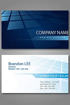 蓝色商务风简洁名片-众图网