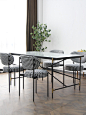 北欧创意设计师表情细腿铁艺岩板餐桌椅组合复古ins大理石餐台-淘宝网