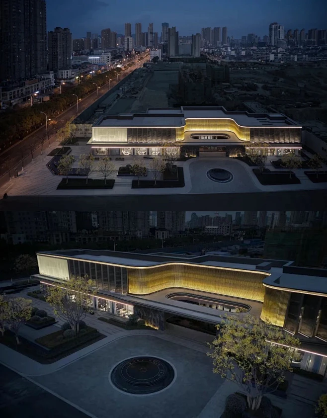 无锡崇安澜庭壹号院 归家大堂利用环岛形成酒店式落客区，让居者乘车回家时可优雅停驻在廊架下面，实现无雨归家抵达。让居者在归家的这一刻，沉浸身心的 ...