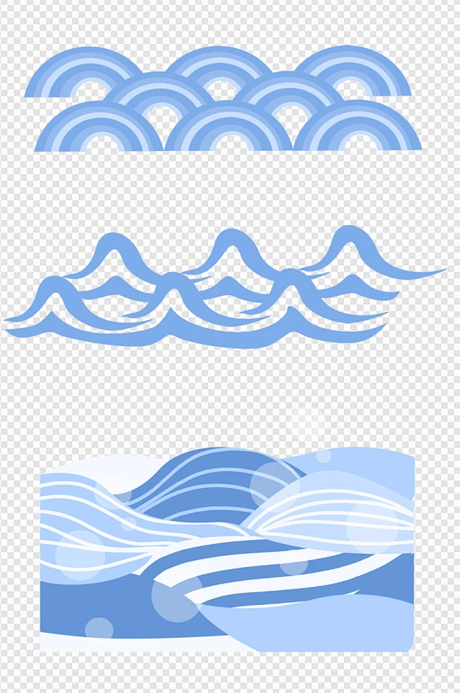 卡通手绘海水冲浪小清新波浪海浪插画元素-花瓣网