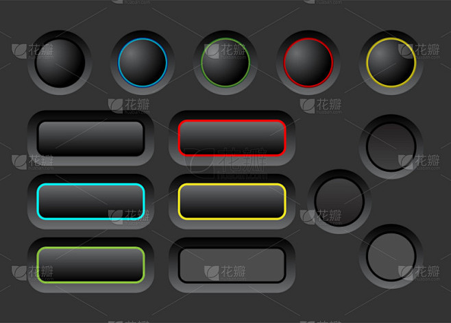 黑暗的 ui 按钮集