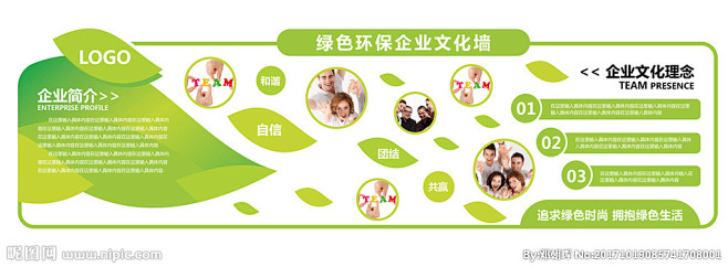时尚简约绿色环保企业通用异形立