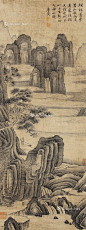 唐寅——【欄林萧索碧山秋，雨没清泉波涧流；我也何不如此去，朝朝恰同神仙游】人物山水立轴欣赏  |  
明|唐寅(1470—1523)，字伯虎、子畏，以字行，号六如居士、桃花庵主、鲁国唐生、逃禅仙吏等，吴县(今江苏苏州)人。早学沈周、周臣，宗法李唐、刘松年，融会南北画派，笔墨细秀，布局疏朗，风格秀逸清俊。与沈周、文徵明、仇英并称“吴门四家”，又称“明四家”。书取法赵孟頫。诗文与祝允明、文徵明、徐祯卿并称“吴中四才子”。