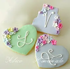 Alice Handmade 婚礼小花朵手绘字母 祝福语翻糖饼干 趣味点心-淘宝网