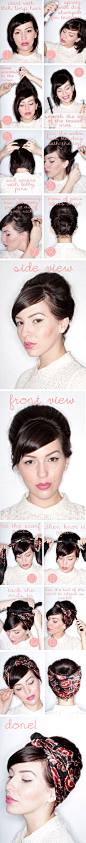 Faux Updo Tutorial For Short Hair I need to buy some cute scarfs to do this
