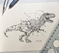 菲律宾画家 Kerby Rosanes 几何图形与动物融合插画Geometrica tattoo一半几何一半动物手绘图恐龙插画狂野动物插画