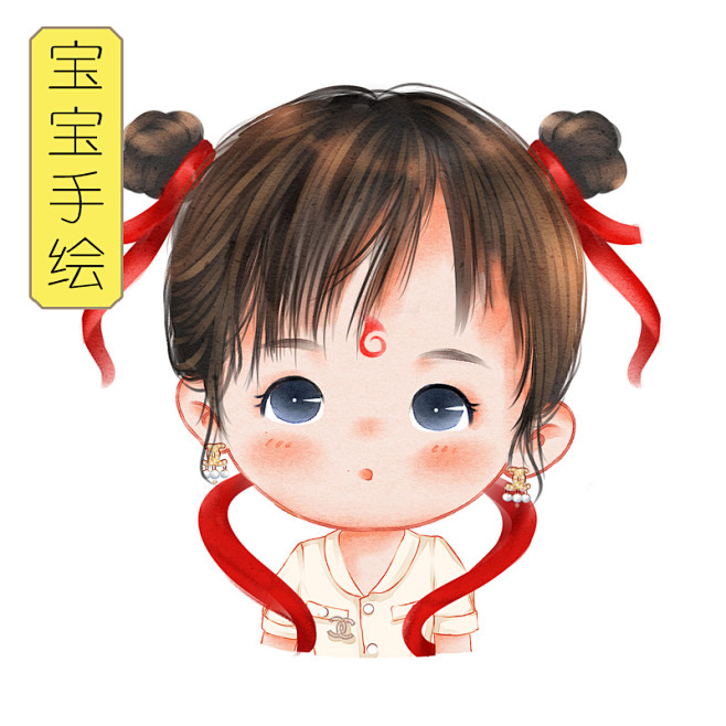 婴儿宝宝可爱手绘定制logo漫画q版头像卡通宠设计情侣照片q版定制淘宝