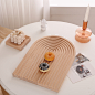 创意实木质水波纹咖啡托盘 榉木面包托盘 北欧ins风美食拍照道具-淘宝网